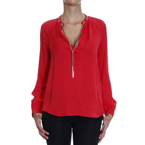 red michael kors long naked shoulder shirt|Michael Kors Red Shirts & Tops + FREE SHIPPING .